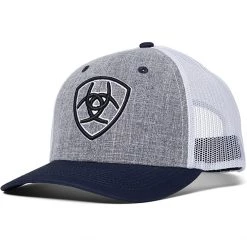 Ariat Hats Grey with Navy Shield & Brim Snapback