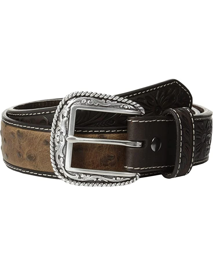 Ariat Belts Tooled Tab Ostrich Belt 3 Ariat Belts Tooled Tab Ostrich Belt